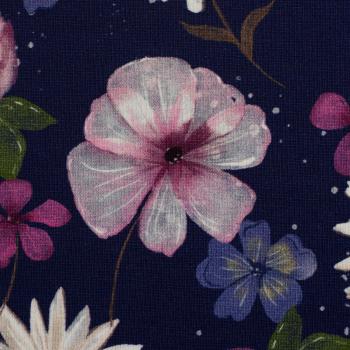 Preview: Modal French Terry Spring Blossoms Dunkelblau by Swafing von Christiane Zielinski